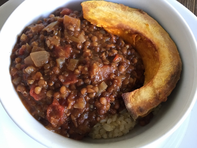 Black & Red Lentil Chili with Rice & Squash