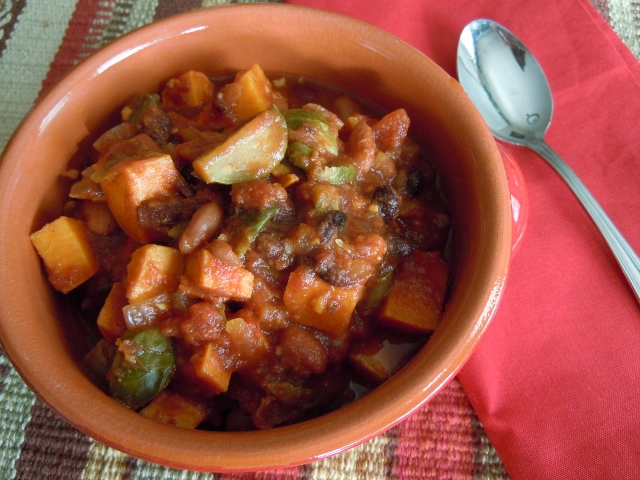 Chipotle Chili with Sweet Potatoes & Brussels Sprouts